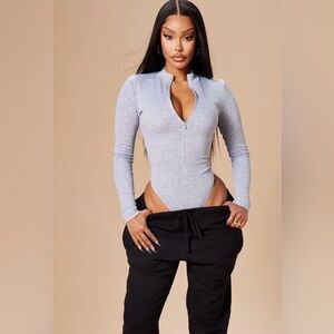 NWT long sleeve gray bodysuit